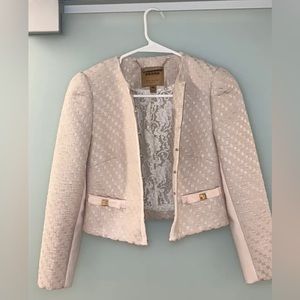 Unique luxurious pink blazer with checkered pattern